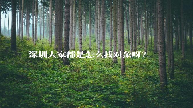深圳大家都是怎么找对象呀?